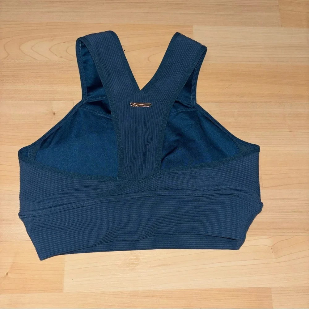 BuffBunny Blue Sphynx Ribbed Sports Bra Size Small‎ Sports Athletic Yoga Gym
